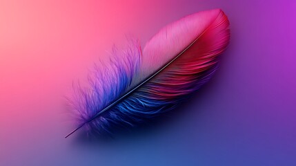 Obraz premium Striking 3D Feather with Vivid Purple Red and Blue Color Palette photo
