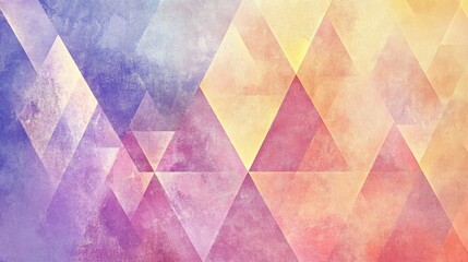 blending pastel hues of yellow, purple, and blue Tones Geometric Triangles Grainy Texture. background with Subtle Gradients and Muted Colors 