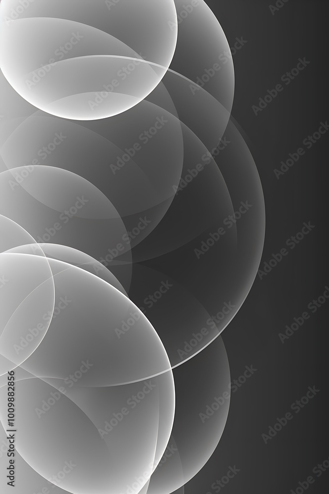 Poster an intriguing abstract composition featuring softly blurred gray tones with delicately arranged sphe
