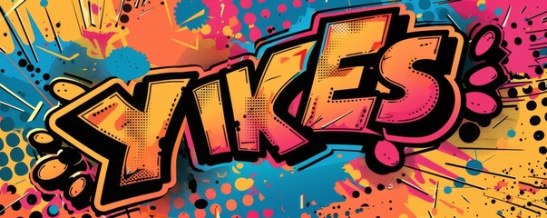 Dynamic pop art background with "YIKES" text. Bold graphics, Comic book style, Colorful vector