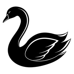 black swan vector silhouette Vector with a white background