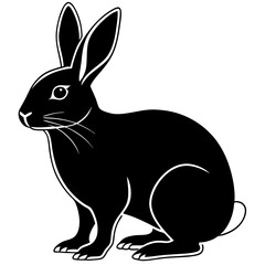 black rabbit silhouette Vector with a white background