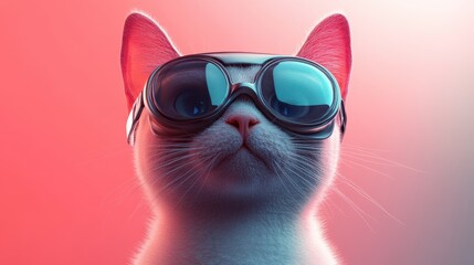 Cool cat character in virtual reality glasses. Generative ai image