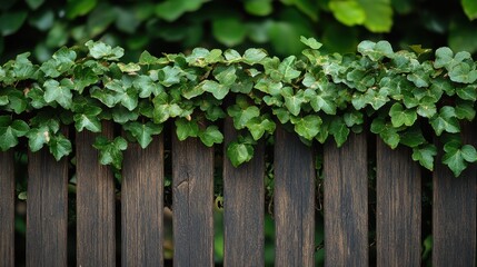 A fence covered with ivy, indicating a need for maintenance or landscaping services.