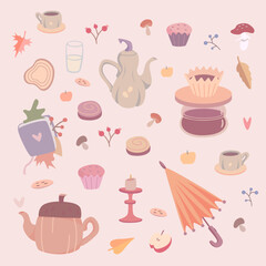 A set symbolizing autumn coziness and warmth