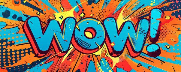 Fun pop art background featuring "WOW!" Bold patterns, Dynamic visuals, Bright vector