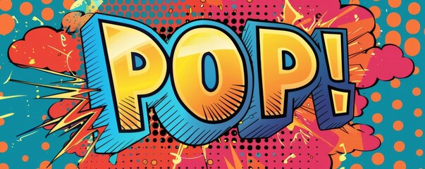 Playful pop art background with "POP" text. Dynamic visuals, Bold graphics, Colorful vector
