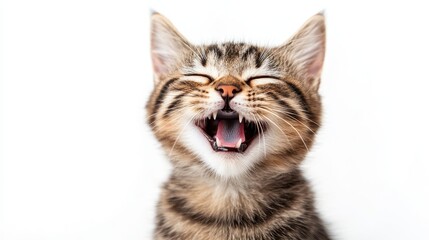 Happy and Cute Cat Laughing, Isolated/Transparent Background
