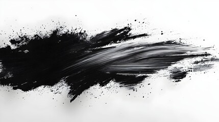 Abstract black and white paint strokes on a white background, a dramatic and textured design.