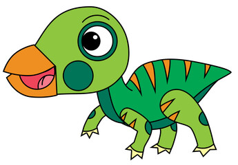 cartoon scene with happy prehistoric animal iguanodon dino dinosaur smiling and walking isolated on white background illustration for children