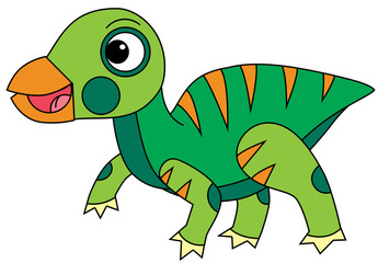 cartoon scene with happy prehistoric animal iguanodon dino dinosaur smiling and walking isolated on white background illustration for children