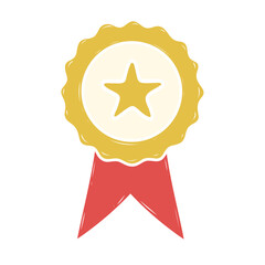 Color Ribbon Medal With Transparency, stars, award, champion, winner, victory, success, prize, celebration, podium, badge icon symbol