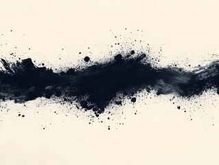 Obraz premium Abstract black and white painting with bold brushstrokes and splatters.