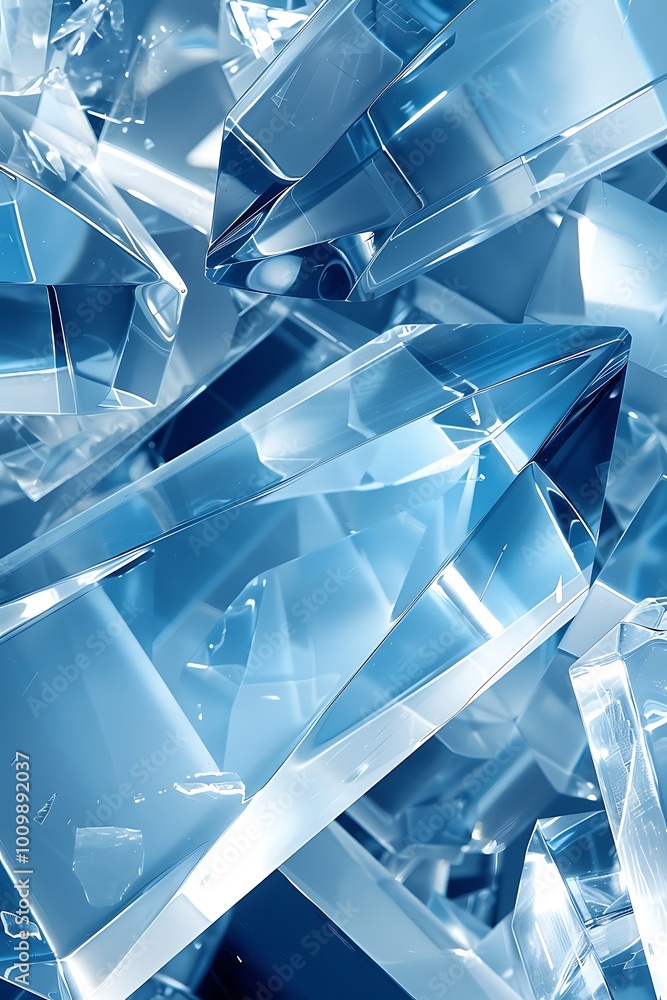 Poster skyblue abstract backdrop featuring dynamic interplay of geometric shapes and patterns, creating a h