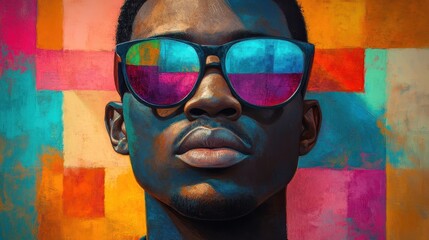 Concept Empowering Portraits, Dynamic Dimensions, Stylish Black Man, African American Celebrations, Black man art in dynamic dimensions.