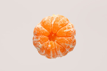 Flying fresh tangerine on white background