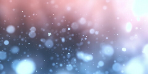 Obraz premium abstract christmas background with macro falling snowflakes and soft bokeh, cold colors and cozy atmosphere