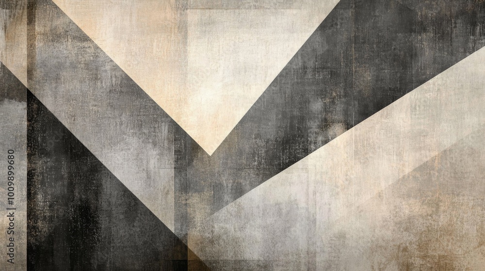 Poster abstract grey neutral tones featuring geometric triangles and a grainy texture. this background show