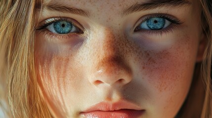 Fototapeta premium Beautiful portrait of a girls face close-up.