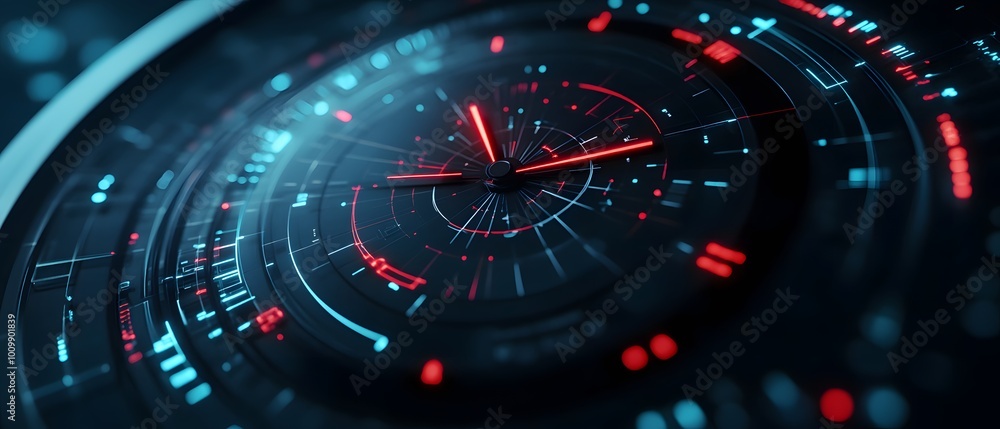 Poster futuristic interface design with glowing particles and intricate patterns, symbolizing technology, i