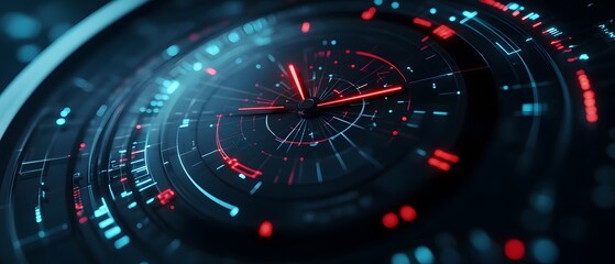 Futuristic interface design with glowing particles and intricate patterns, symbolizing technology, innovation, and digital space.