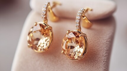 Gold Earrings with Soft Peach Morganite Stones