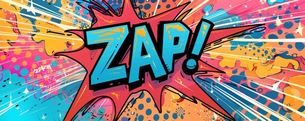 Energetic pop art background with "ZAP" inside. Comic book style, Explosion theme, Bright vector