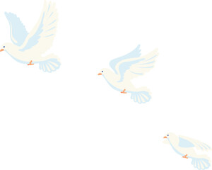Flying doves. Romantic purity symbol. Peace birds