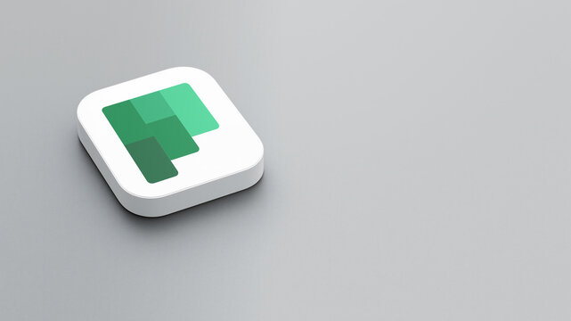 An icon of the Microsoft Planner app logo on a gray background, a white square with rounded corners, a minimalistic design, 3D rendering.