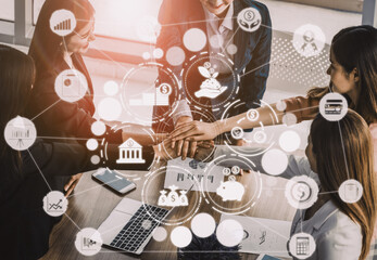 Finance and Money Transaction Technology Concept. Icon Graphic interface showing fintech trade...