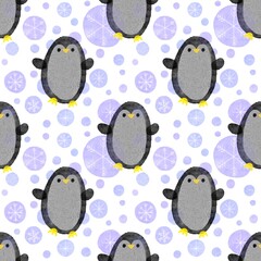 Christmas animals seamless penguin pattern for wrapping paper and fabrics