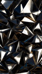 Shiny Metallic Faceted Pyramid Pattern Reflective Geometry Design