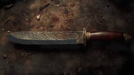 Ornate Hunting Knife with Intricate Detail