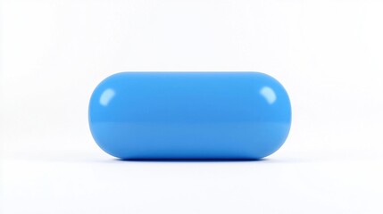   A close-up of a blue object on a white background with a reflection in the background