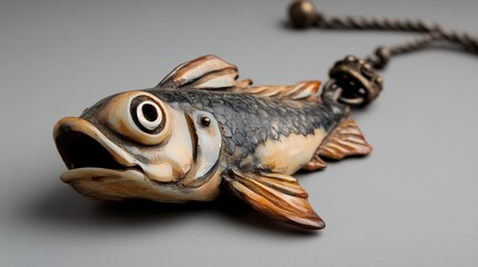 Intricate Carved Fish Pendant Necklace - Detailed Wildlife Sculpture