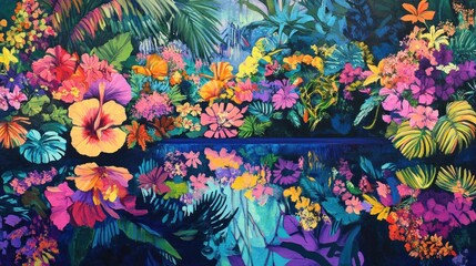 Tropical Flower Garden Reflection
