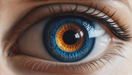 Fototapeta premium Futuristic Digital Eye with Bluish Circuitry