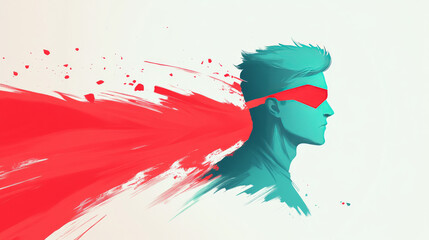 Profile of a man with red blindfold.