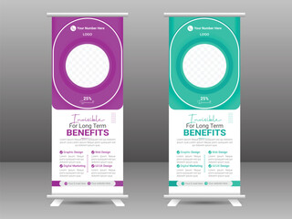 banner with multiple trendy gradient colors design vector bundle templateModern creative corporate business standee rollup pullup.