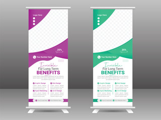 banner with multiple trendy gradient colors design vector bundle templateModern creative corporate business standee rollup pullup.