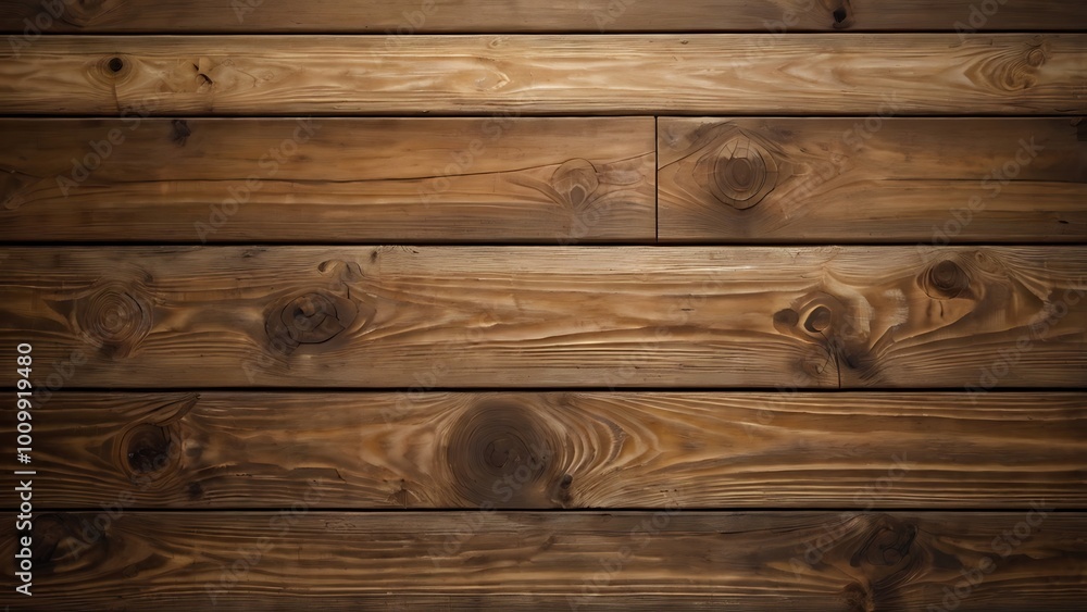 Poster close up view background of a wooden surface composed of several planks displays a rich, natural bro