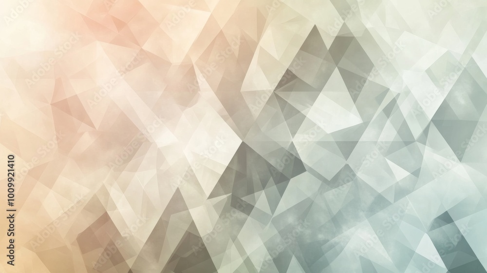 Poster neutral tones geometric triangles grainy texture. background with subtle gradients and muted colors