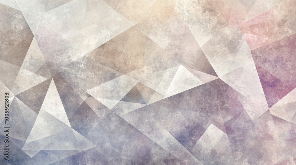 Poster neutral tones geometric triangles grainy texture. background with subtle gradients and muted colors