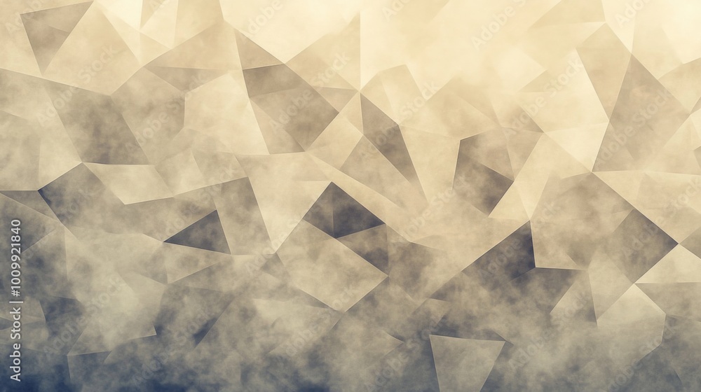 Poster neutral tones geometric triangles grainy texture. background with subtle gradients and muted colors