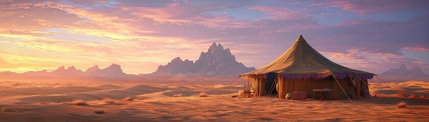 Naklejka premium Cozy Tent Camp Setting in Anime Style