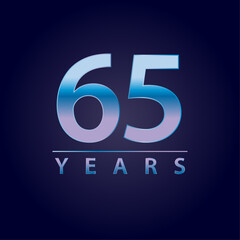 65 years blue and pink gradient for celebration, events, anniversary