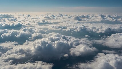 Fototapeta premium abstract landscape background depicting a vast, expansive sky filled with fluffy, white cumulus clouds and clean blue sky 