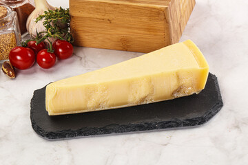 Hard parmesan cheese piece triangle