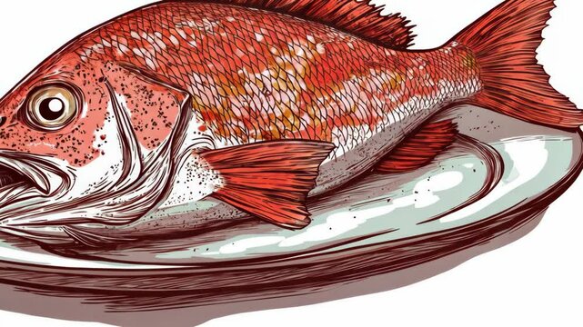 A red snapper sits on a plate, ready to be cooked