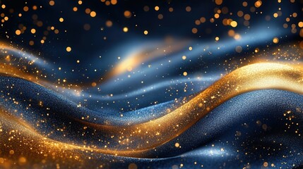 A wave of gold and blue sparkles in the air
